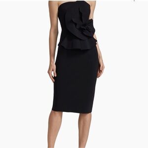 Chiara Boni Strapless  Dress with Floral Accent